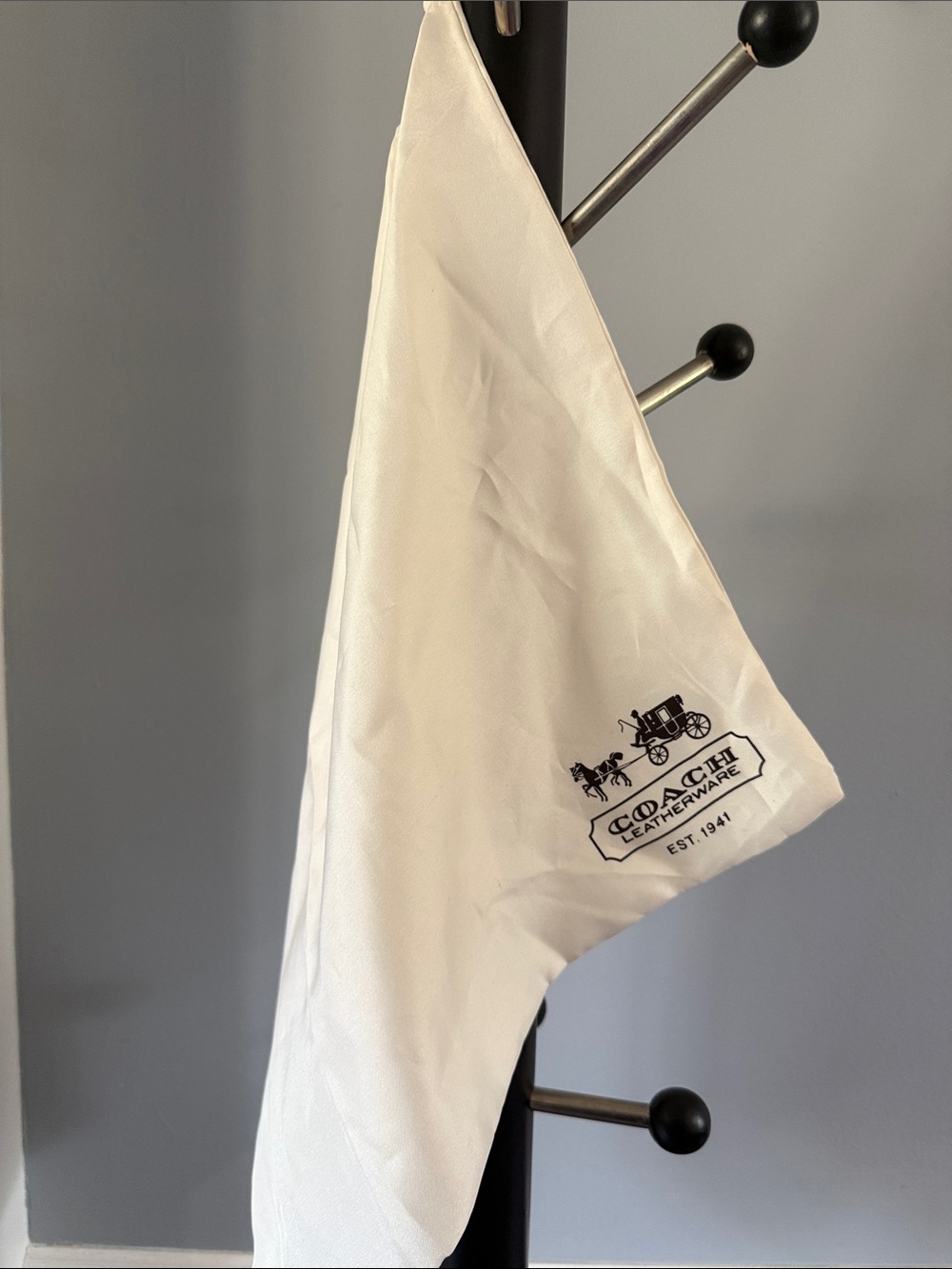Coach Cream Color Drawstring Dust Bag with Black Logo